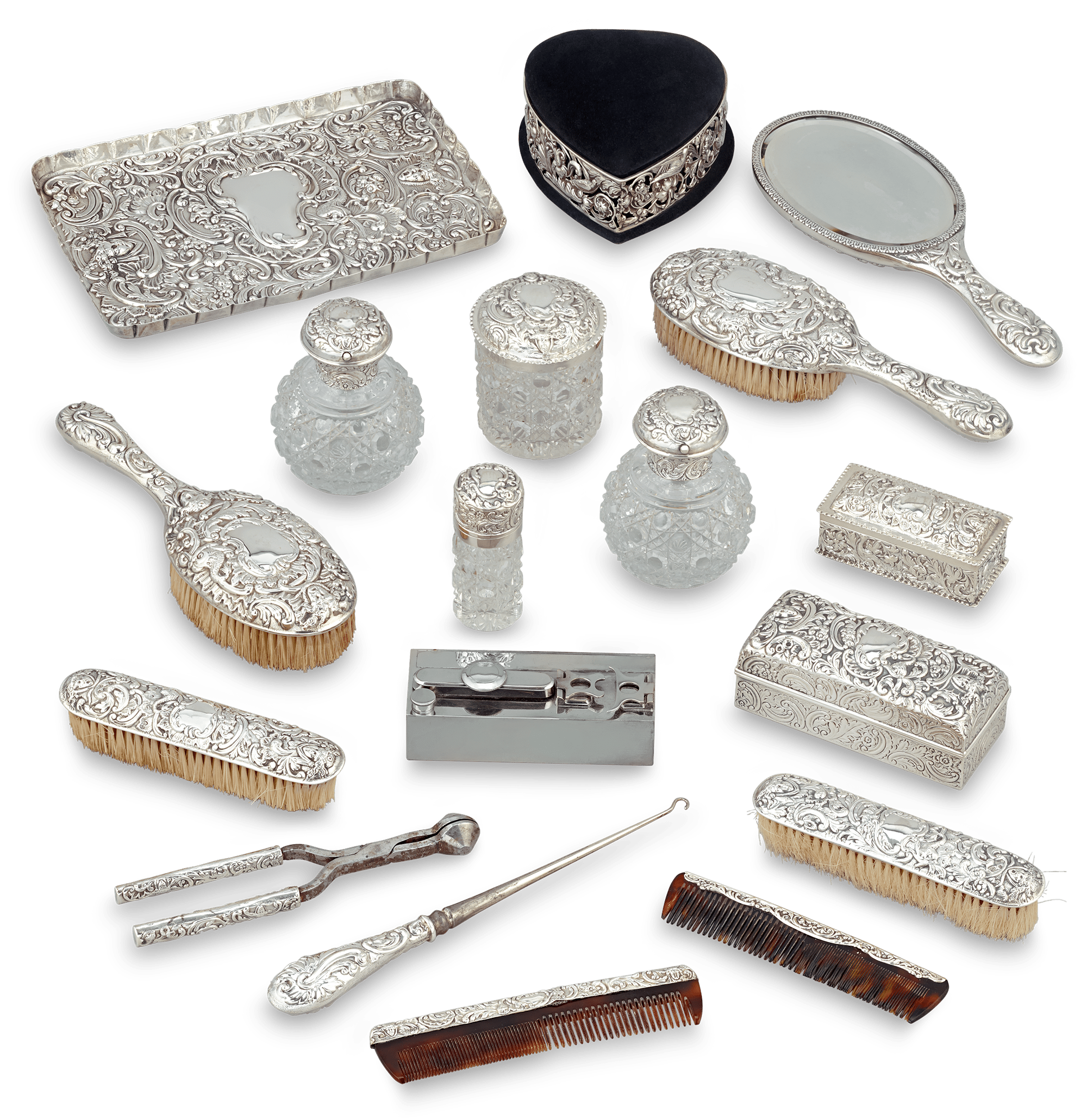 Victorian Dressing Table Set by William Comyns
