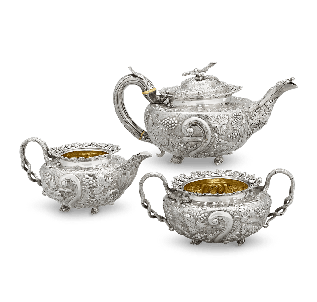 Georgian Silver Three-Piece Tea Set by John Bridge