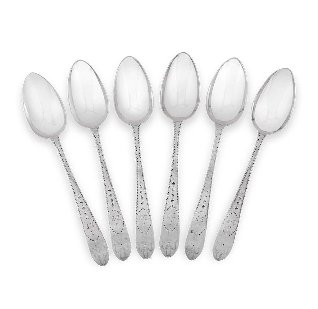 Six Old English Silver Tablespoons by John Power