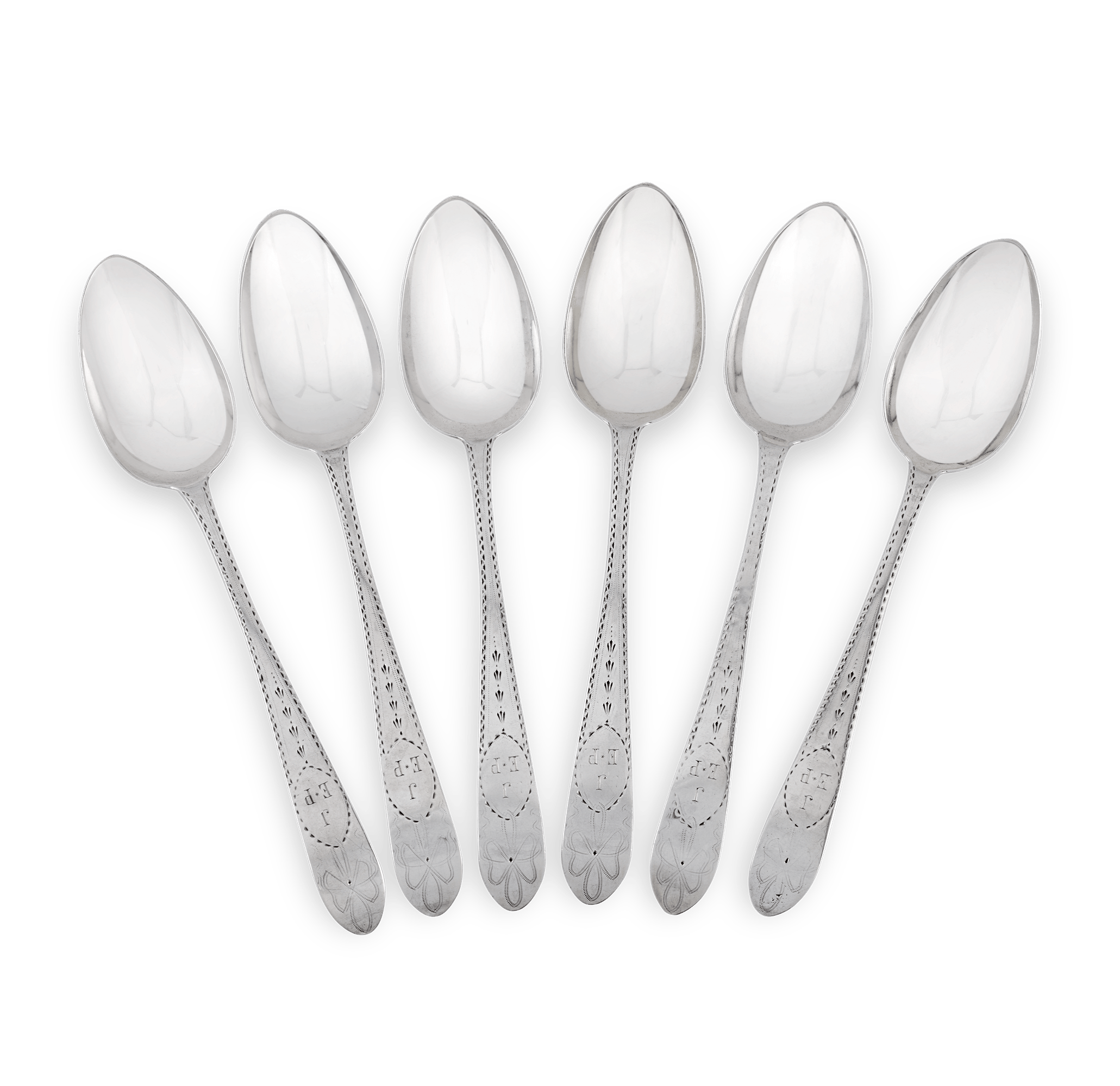 Six Old English Silver Tablespoons by John Power