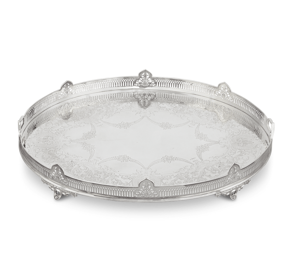 Silverplated Galleried Waiter by the Atkin Brothers