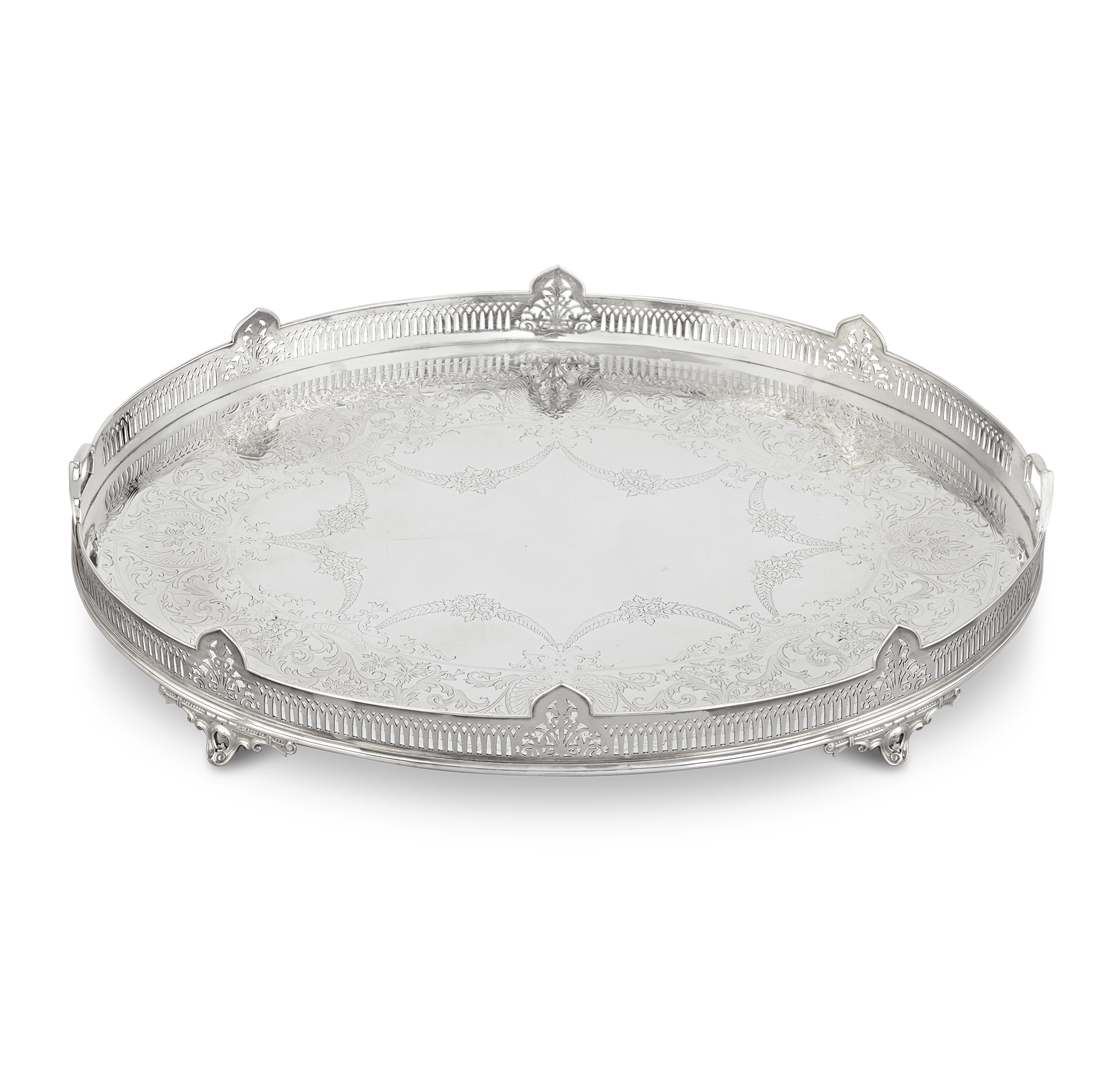 Silverplated Galleried Waiter by the Atkin Brothers