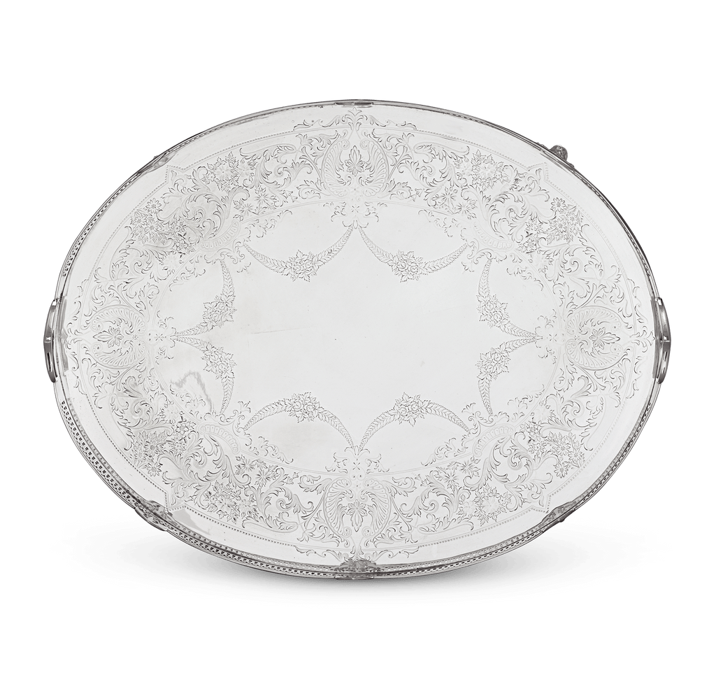 Silverplated Galleried Waiter by the Atkin Brothers