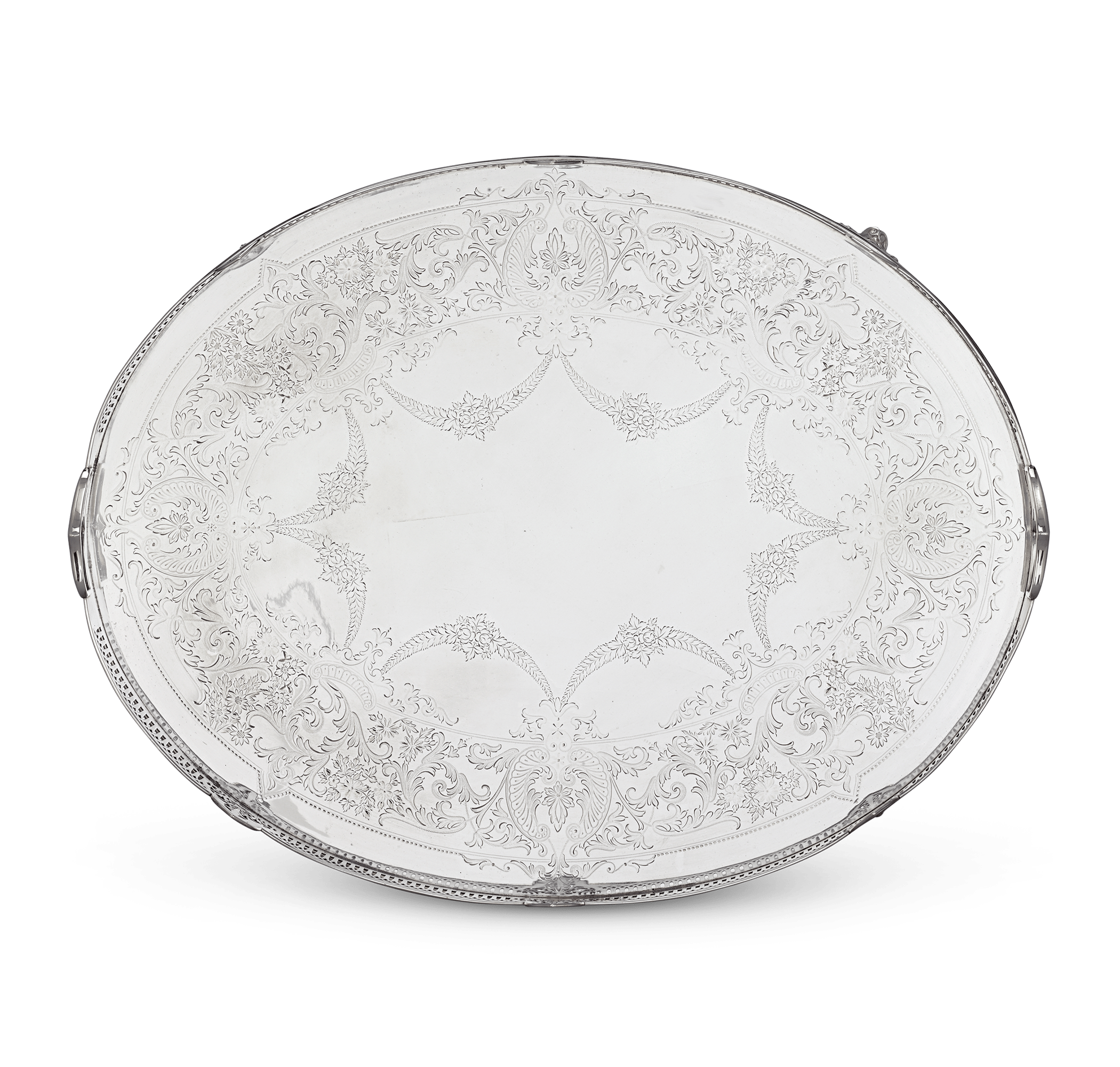 Silverplated Galleried Waiter by the Atkin Brothers