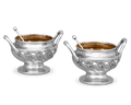 Pair of Edwardian Silver Salt Cellars with Spoons