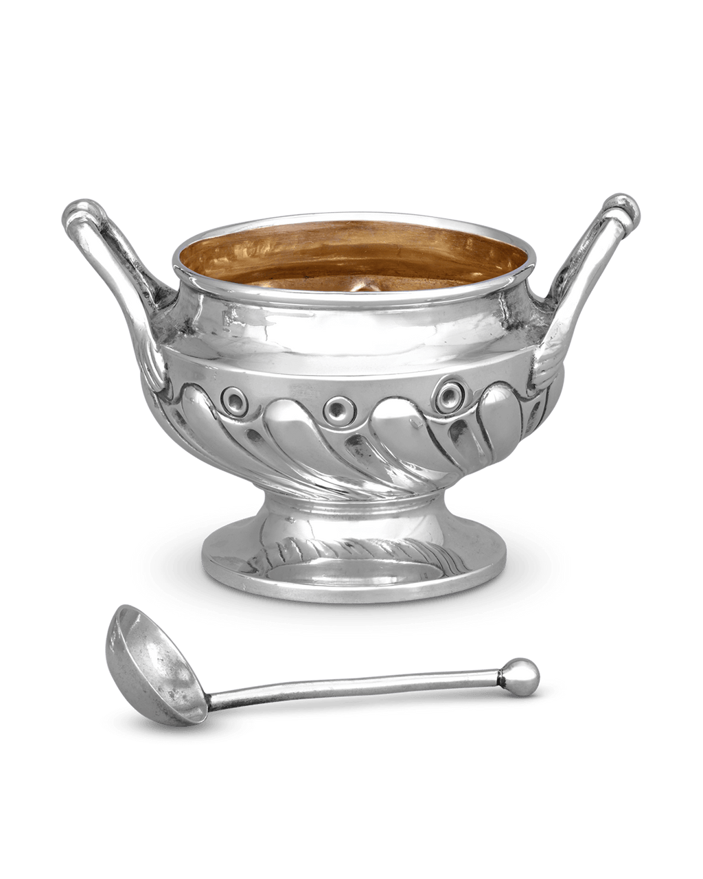 Pair of Edwardian Silver Salt Cellars with Spoons