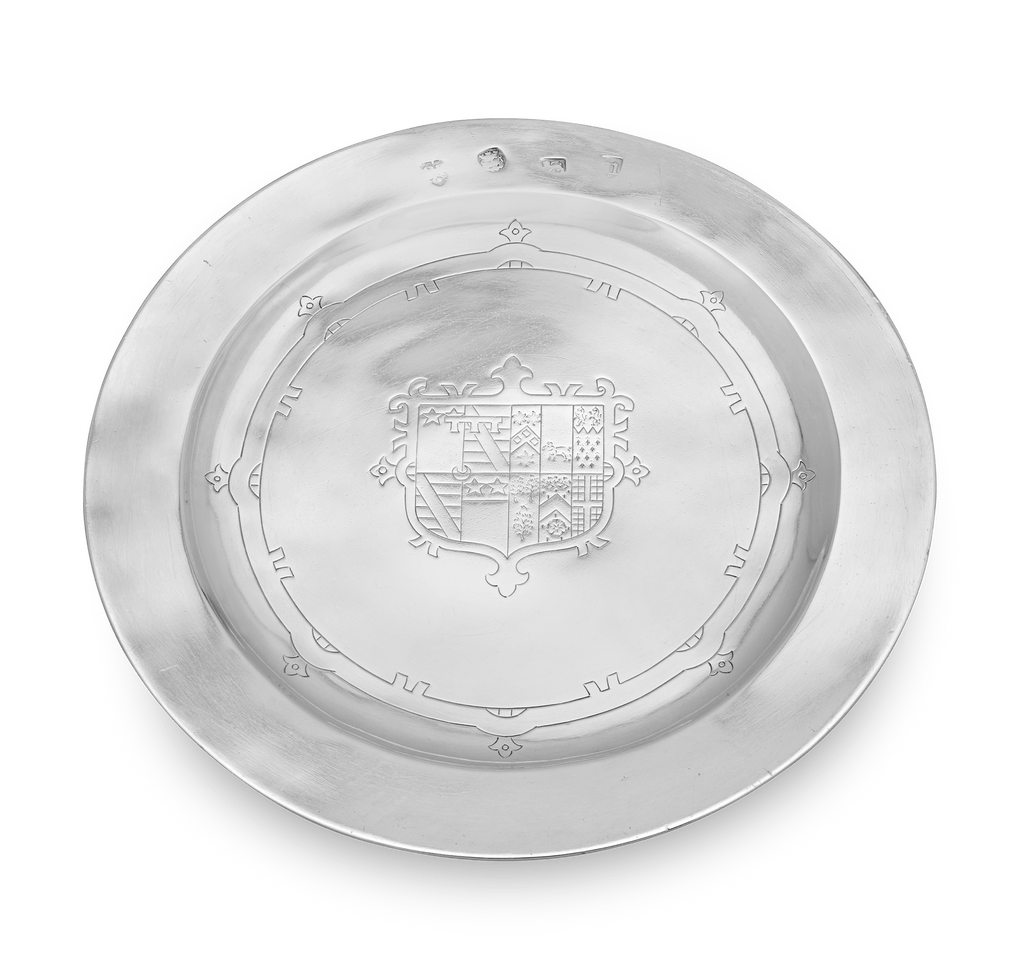 17th Century Silver Paten with Bacon Arms