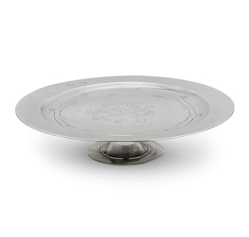 17th Century Silver Paten with Bacon Arms