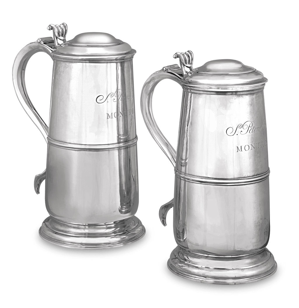 George III Silver Pair of Scottish Flagons