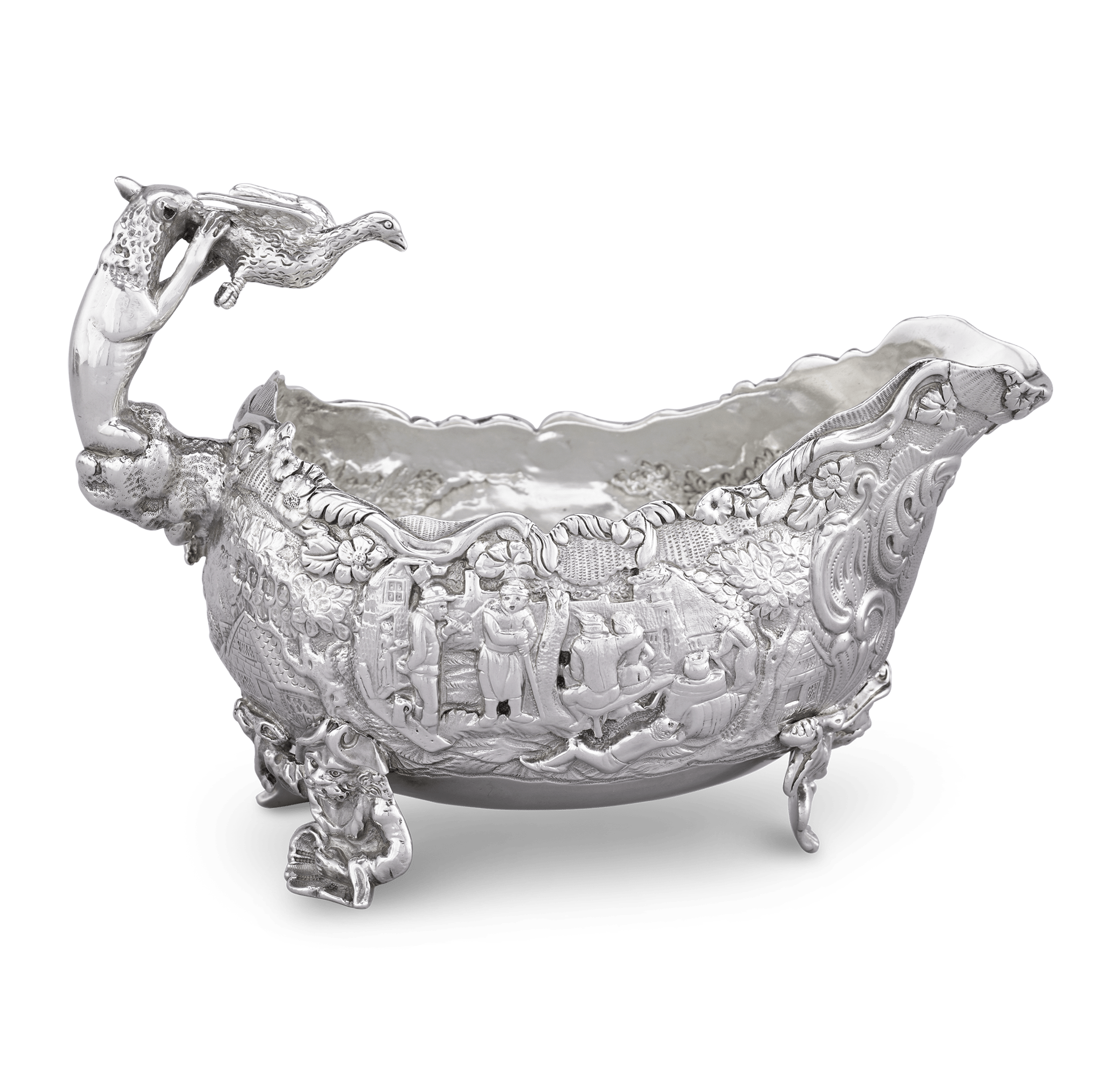 Four Silver Sauceboats by Edward Farrell
