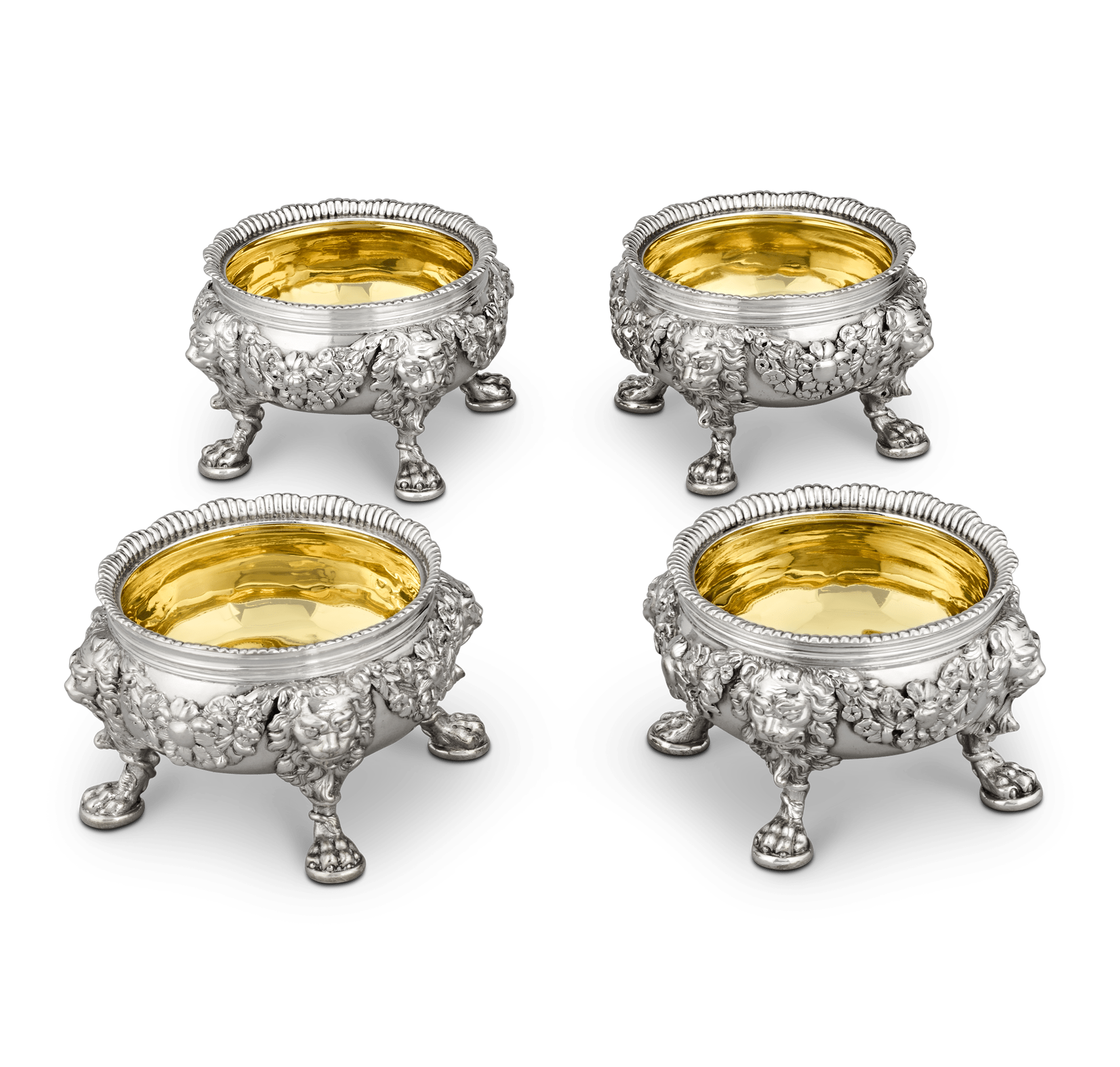 Set of Four Silver Salt Cellars by Paul de Lamerie