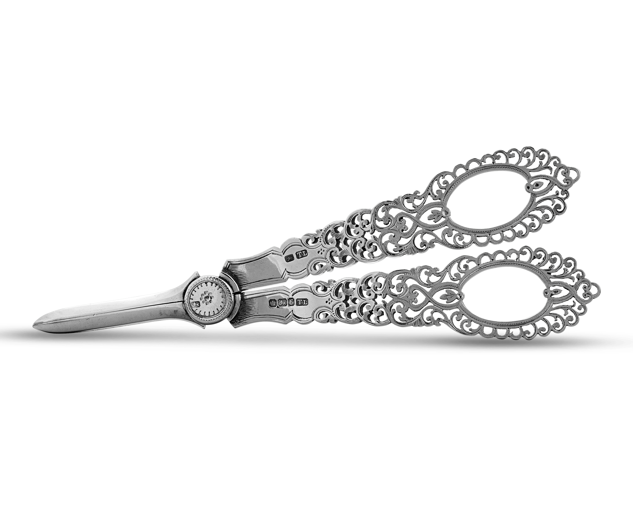 Victorian Sterling Silver Grape Shears by Thomas Levesley