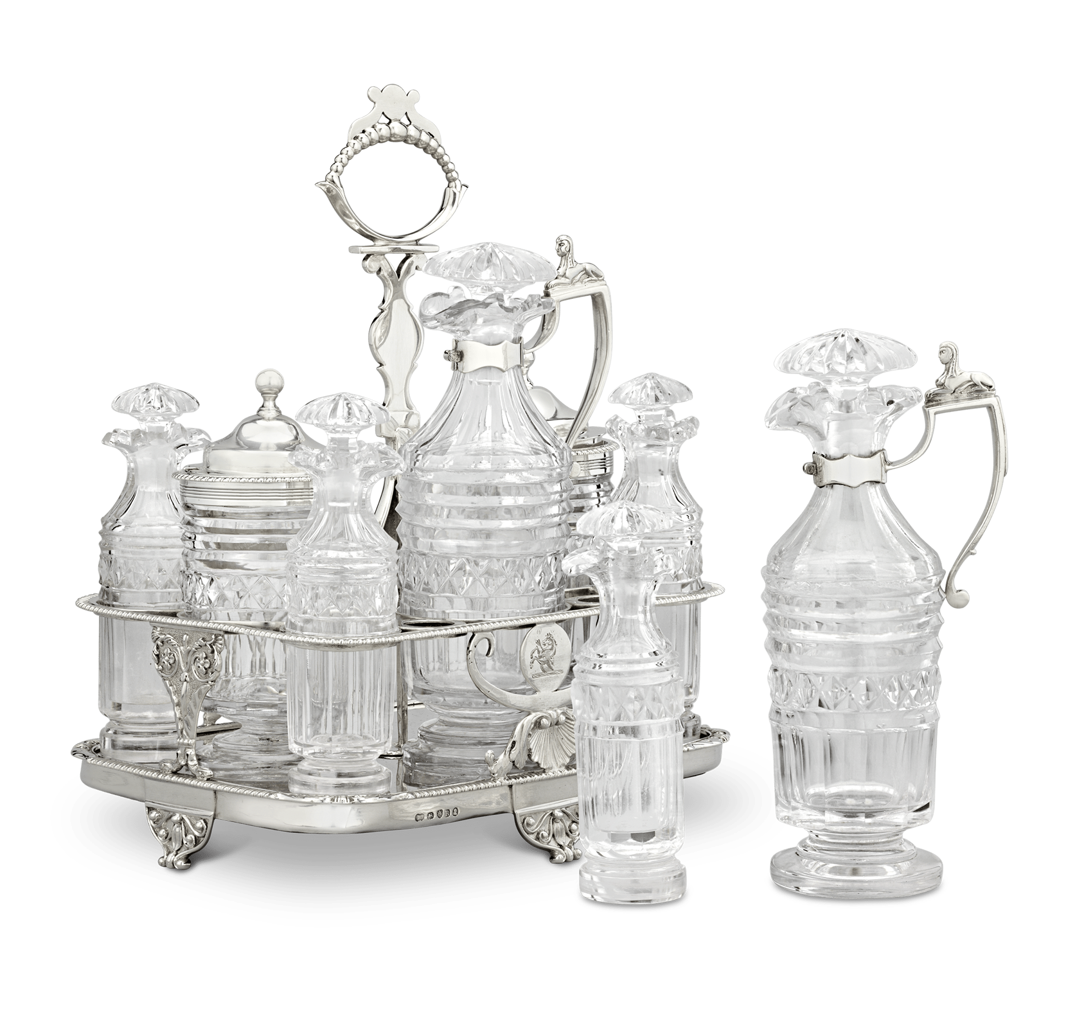 Paul Storr Silver and Cut Glass Cruet Set