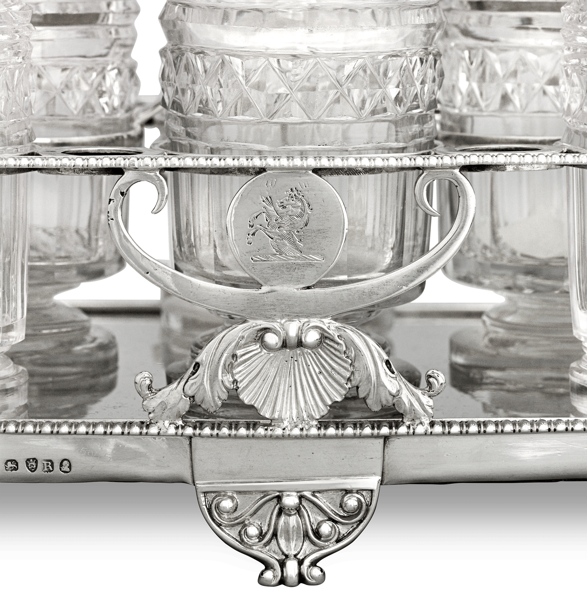 Paul Storr Silver and Cut Glass Cruet Set
