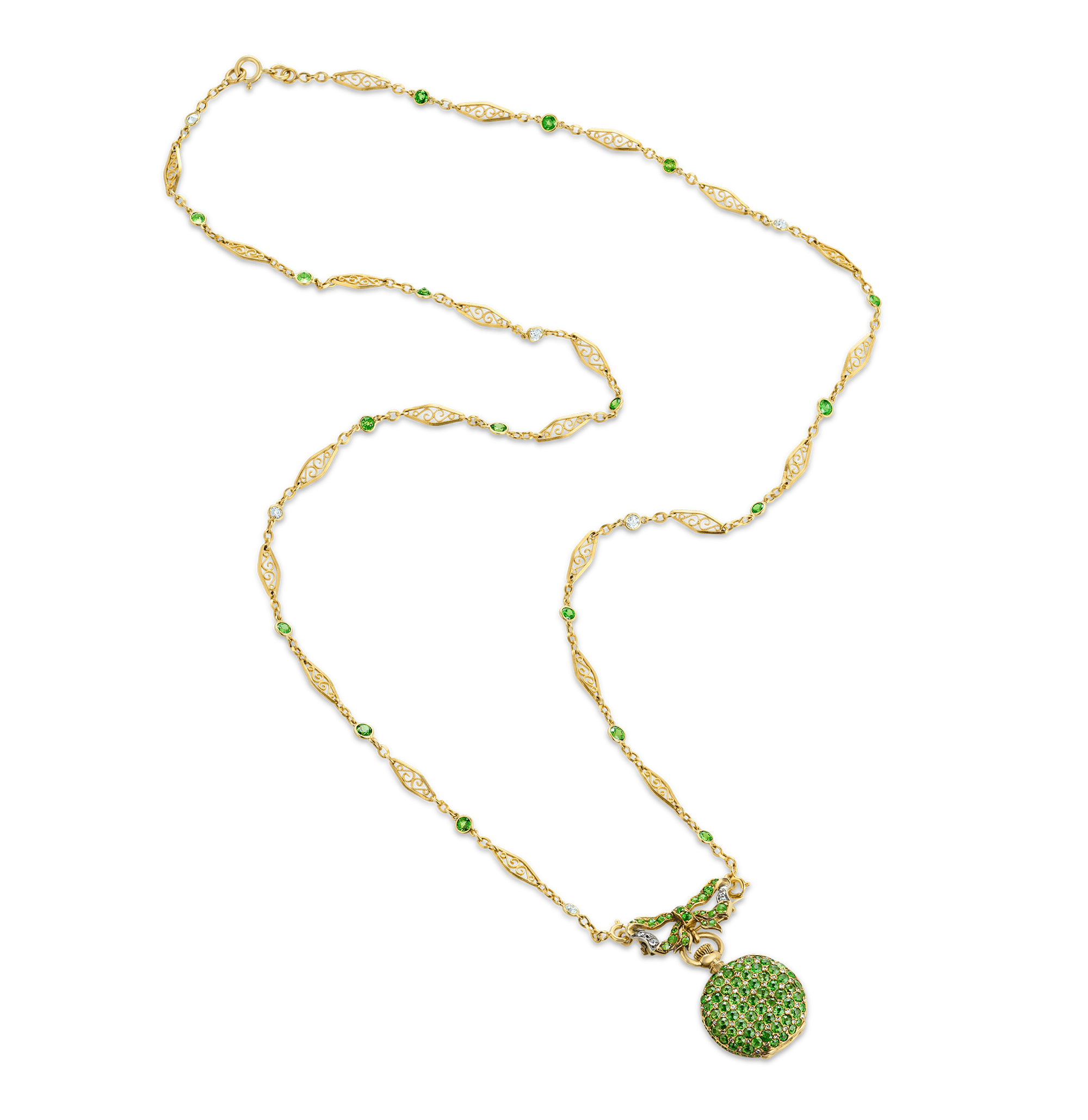 Tiffany & Co. Demantoid Garnet Watch Necklace, 14.24 carats