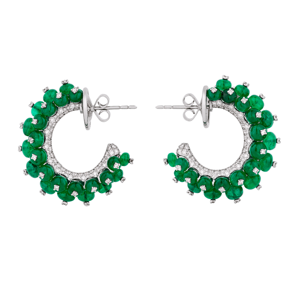 Emerald Bead Earrings, 28.10 carats