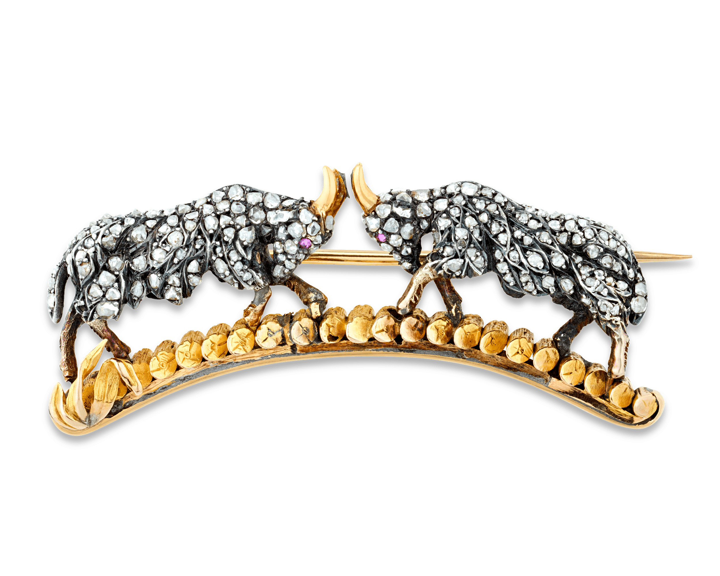 Victorian Diamond Ram Brooch