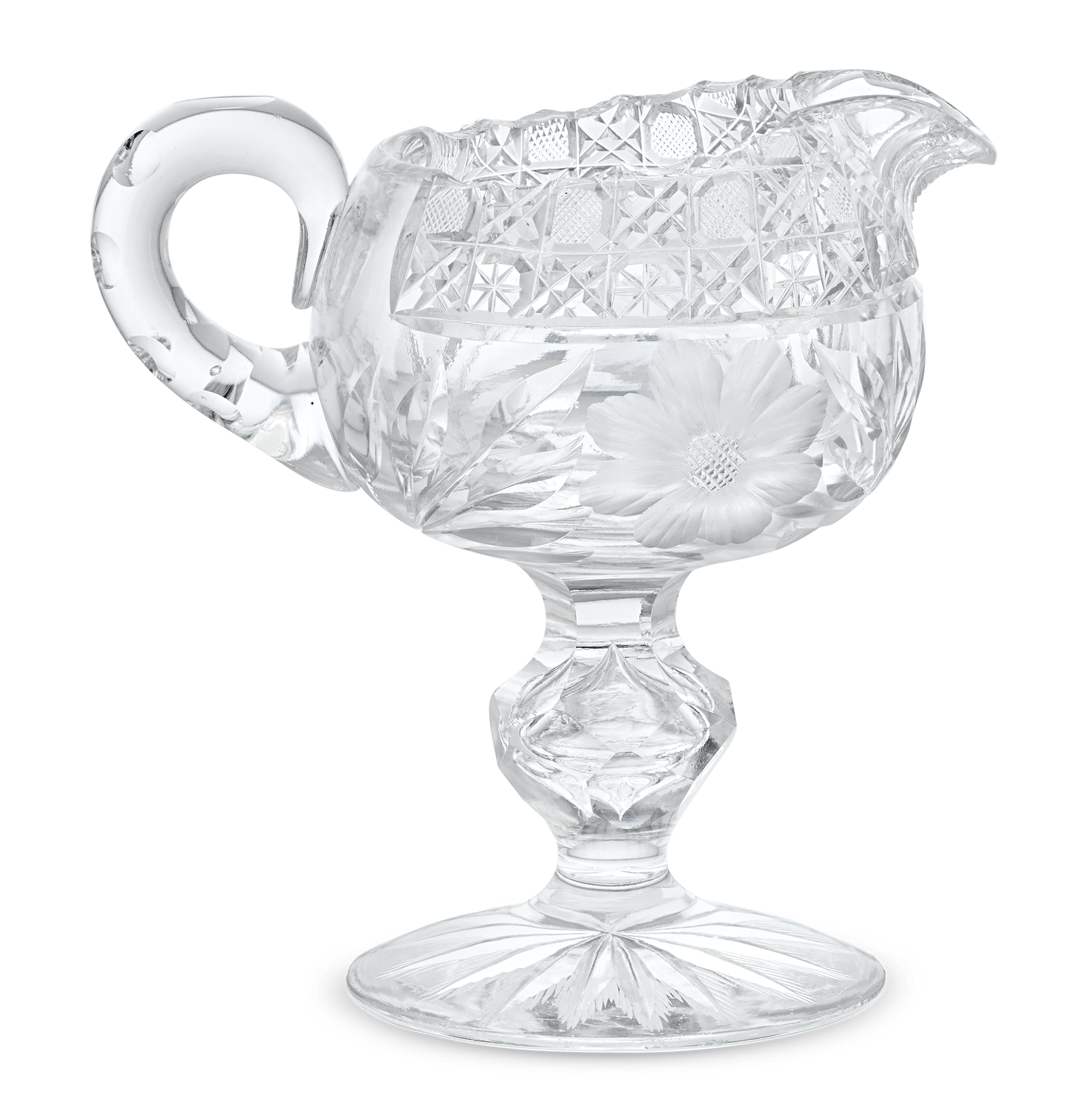 American Brilliant Period Cut Glass Creamer and Sugar Bowl