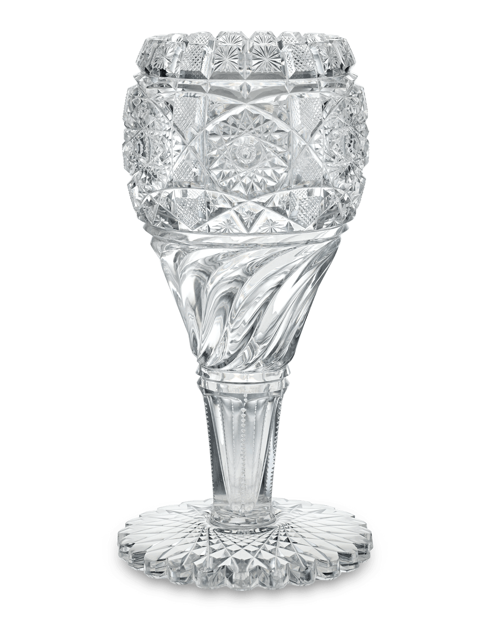 Swirl Pattern Cut Glass Vase