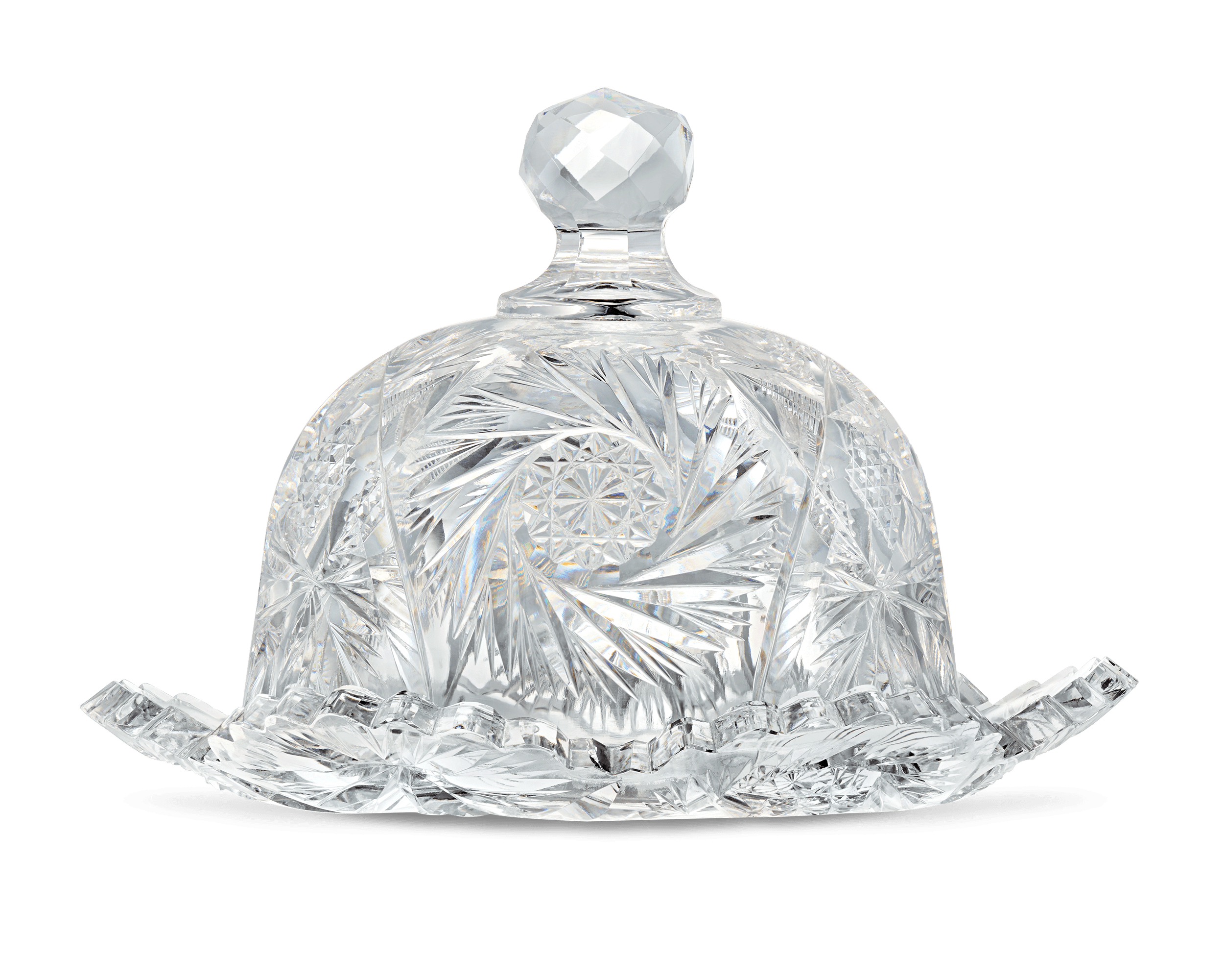 American Brilliant Period Cut Glass Butter Dish
