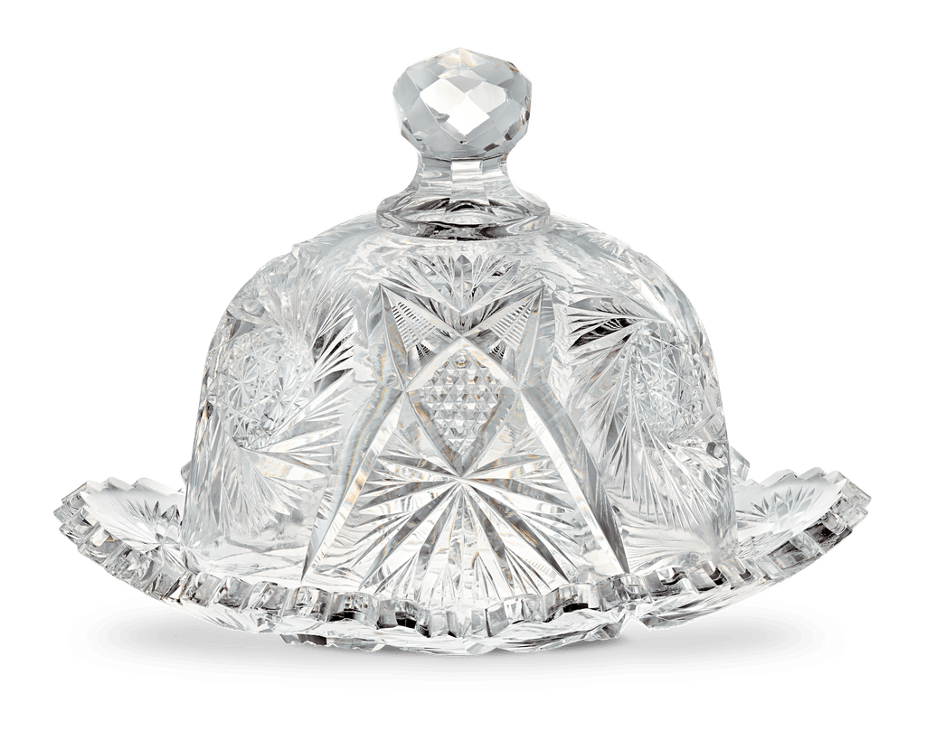 American Brilliant Period Cut Glass Butter Dish