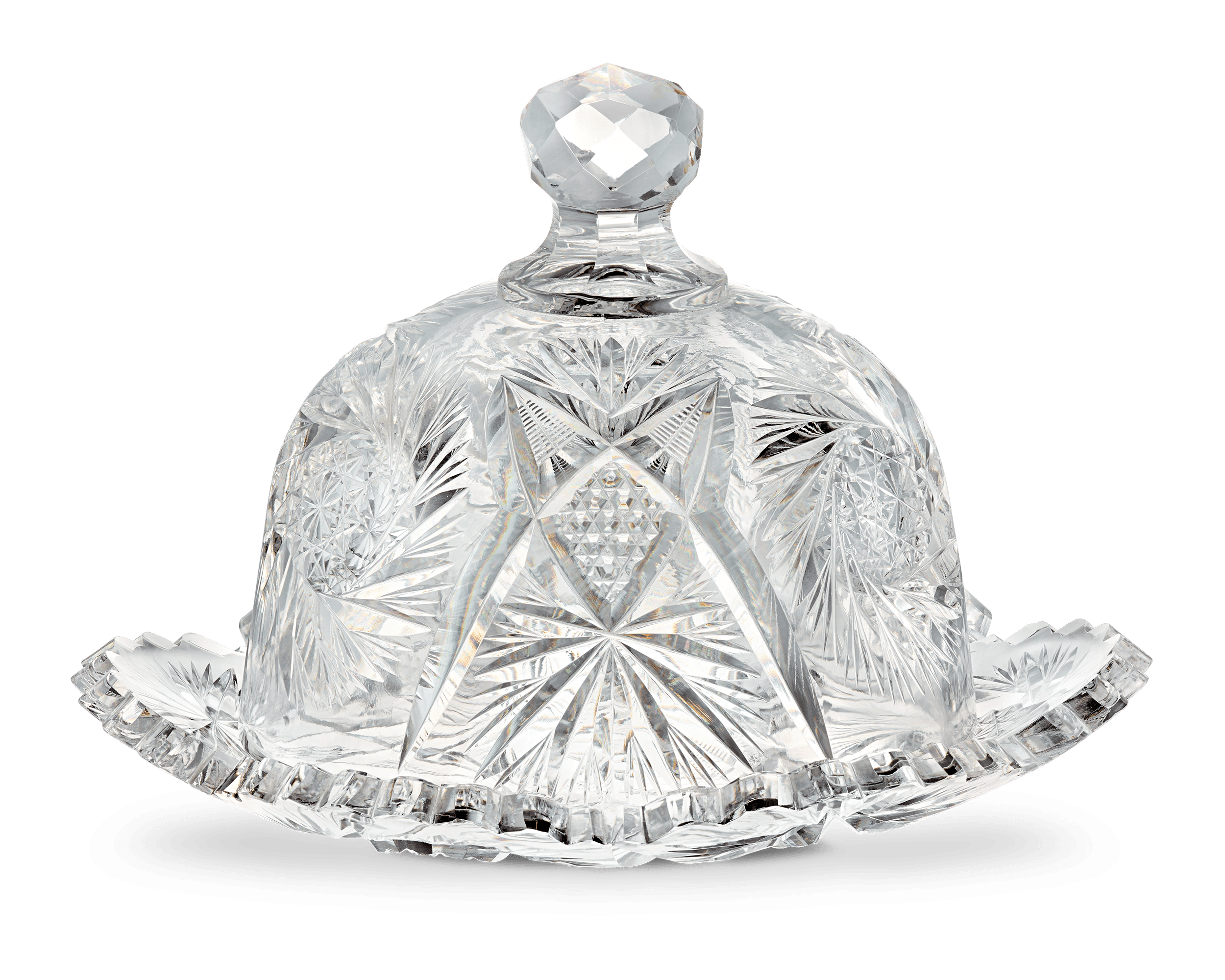 American Brilliant Period Cut Glass Butter Dish