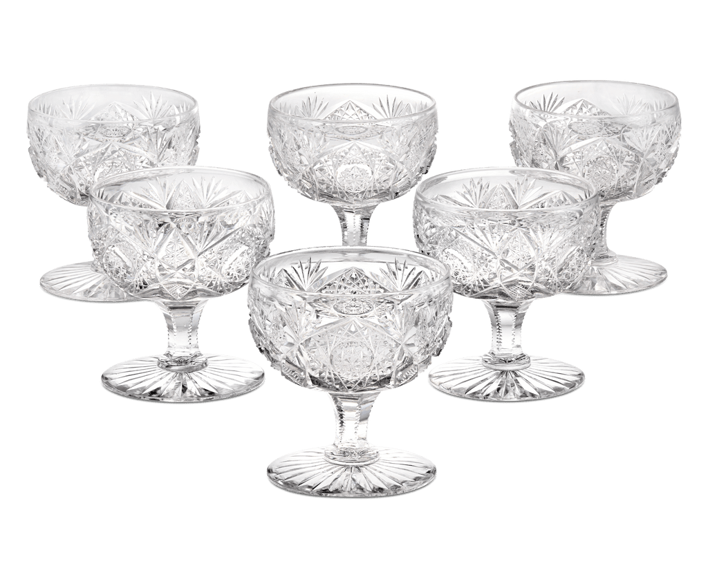 Set of 6 American Brilliant Period Cut Glass Cups