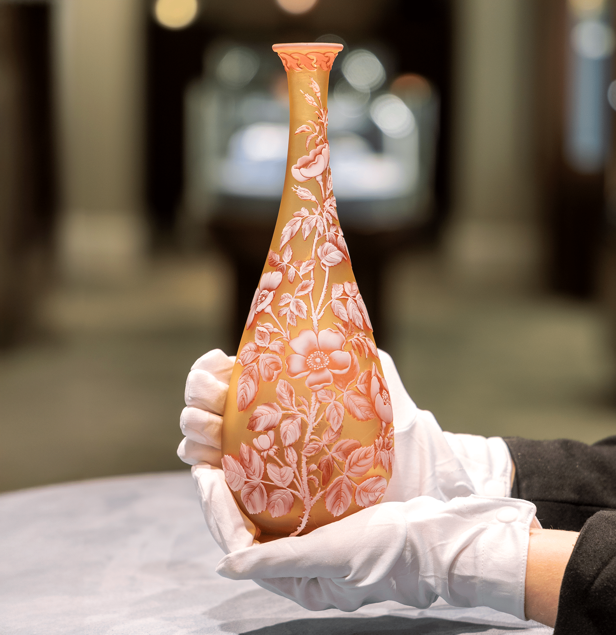 Thomas Webb & Sons Tri-Color Cameo Vase