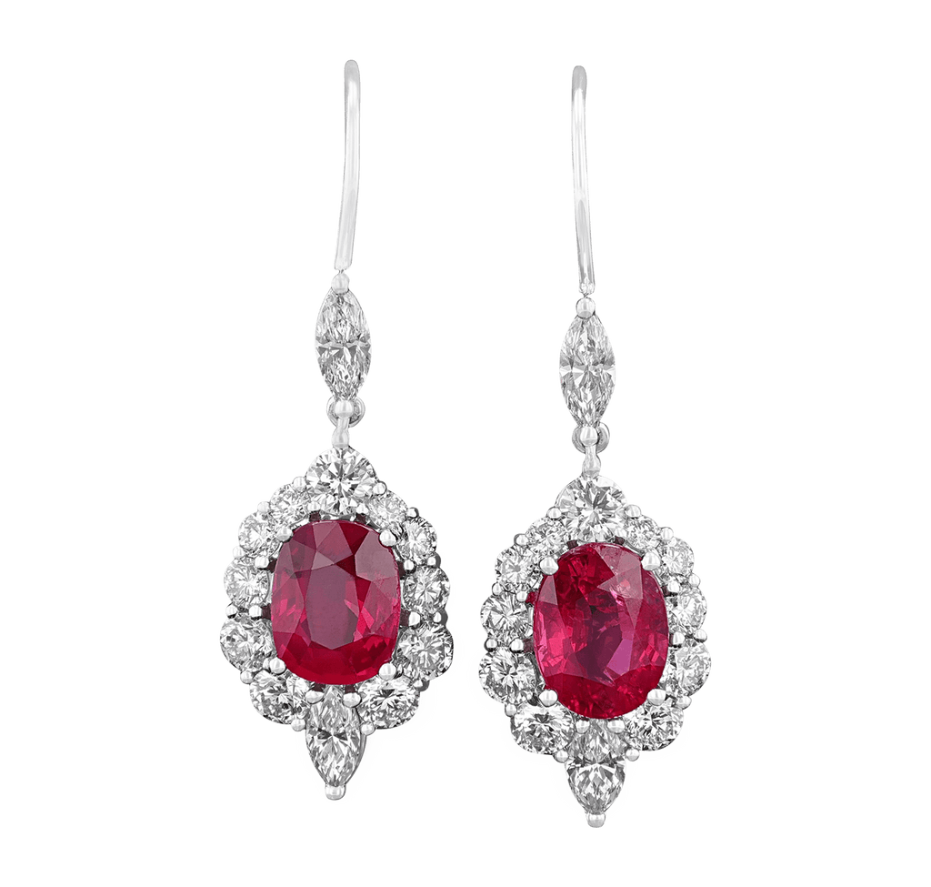 Mozambique Ruby Dangle Earrings, 4.48 carats