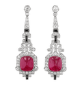 Art Deco Mozambique Ruby Earrings, 20.00 carats