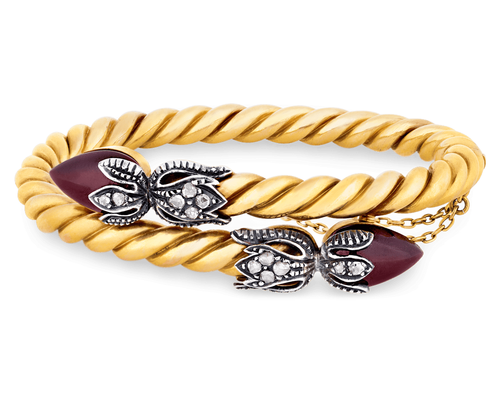 Victorian Garnet Snake Bracelet, 8.00 carats