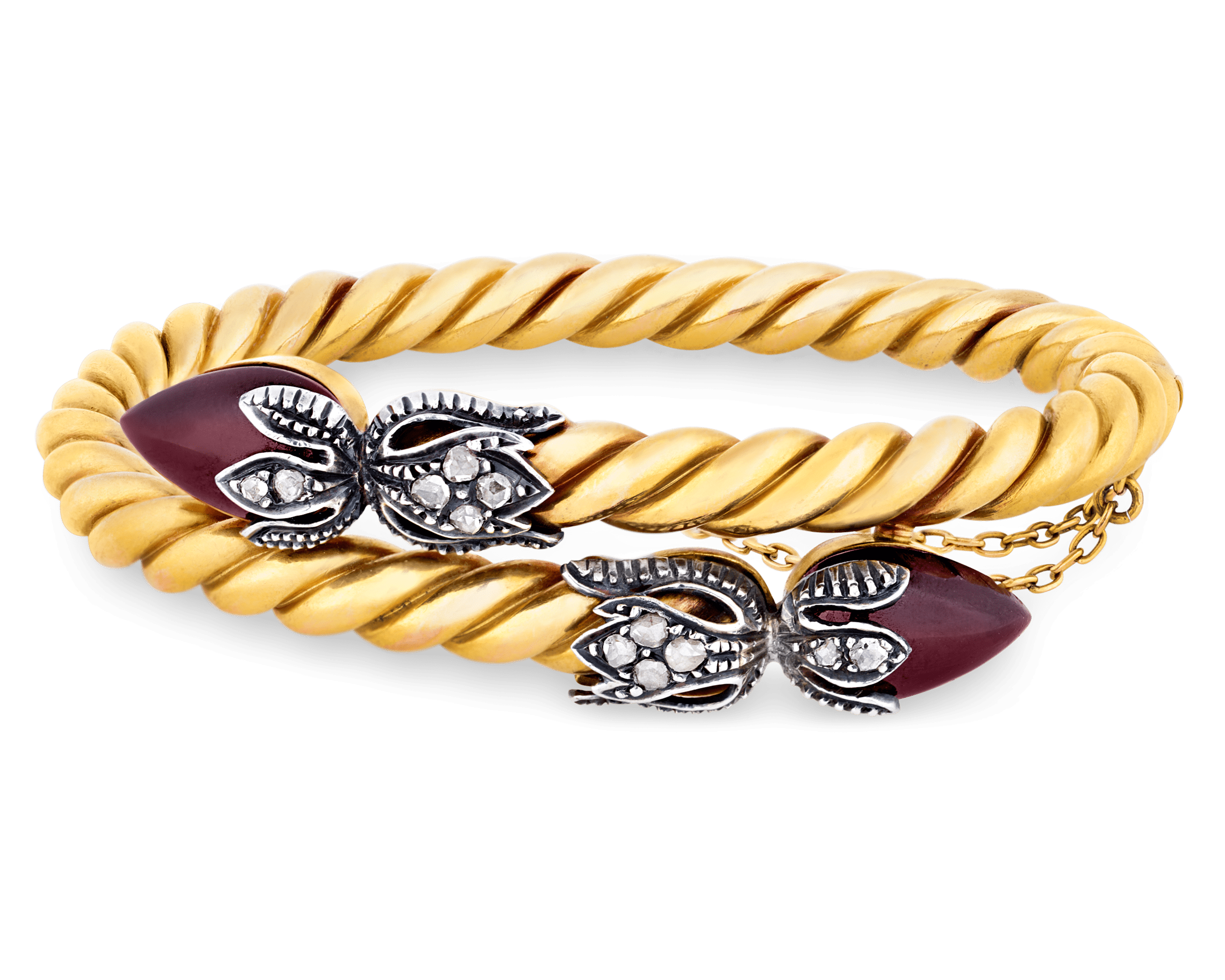Victorian Garnet Snake Bracelet, 8.00 carats