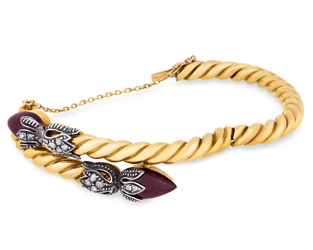 Victorian Garnet Snake Bracelet, 8.00 carats