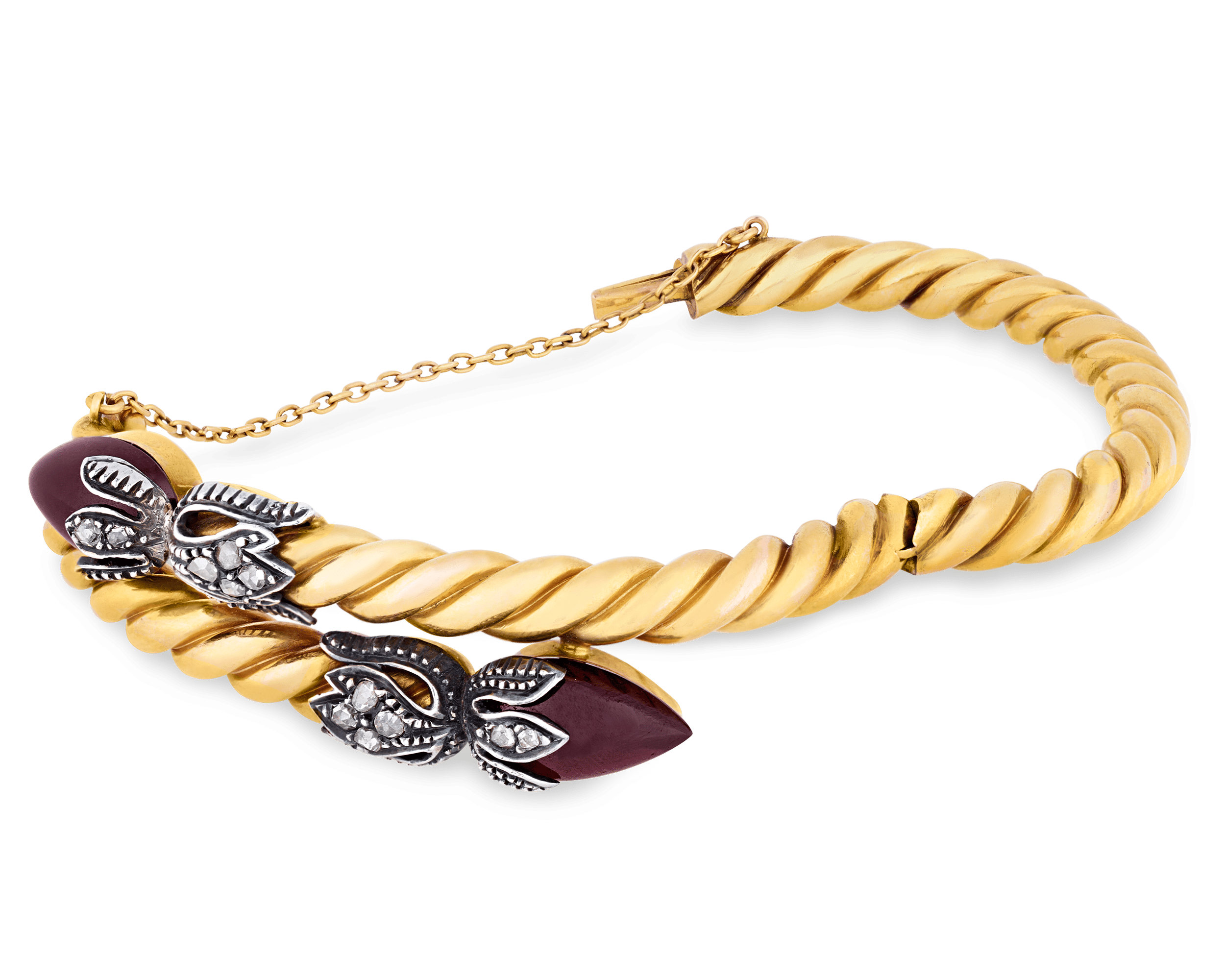 Victorian Garnet Snake Bracelet, 8.00 carats