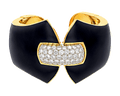 David Webb Princess Lilian Black Enamel and Diamond Cuff Bracelet