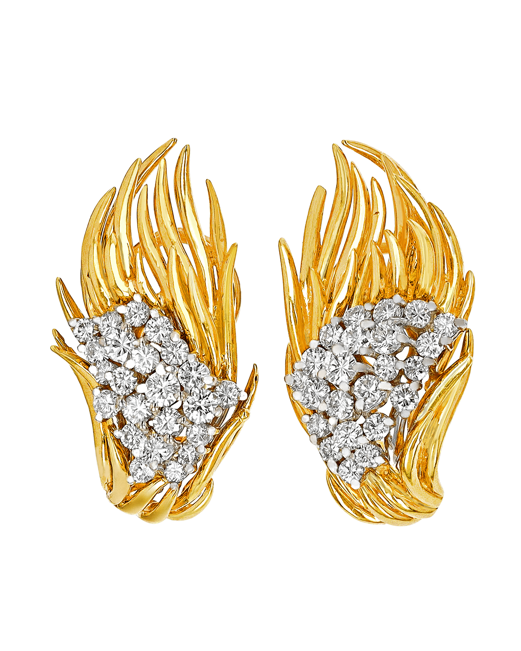 Diamond Leaf Earrings, 2.25 carats