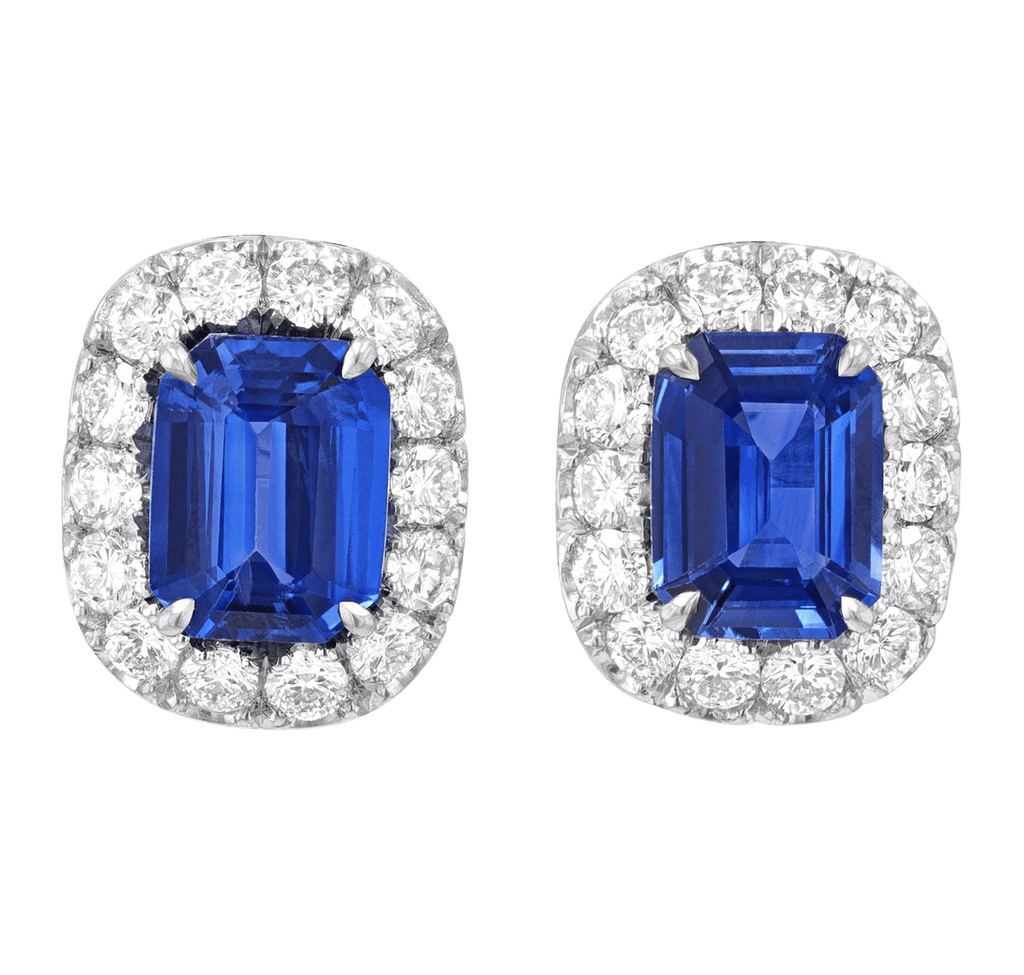 Emerald Cut Sapphire Earrings, 4.66 carats