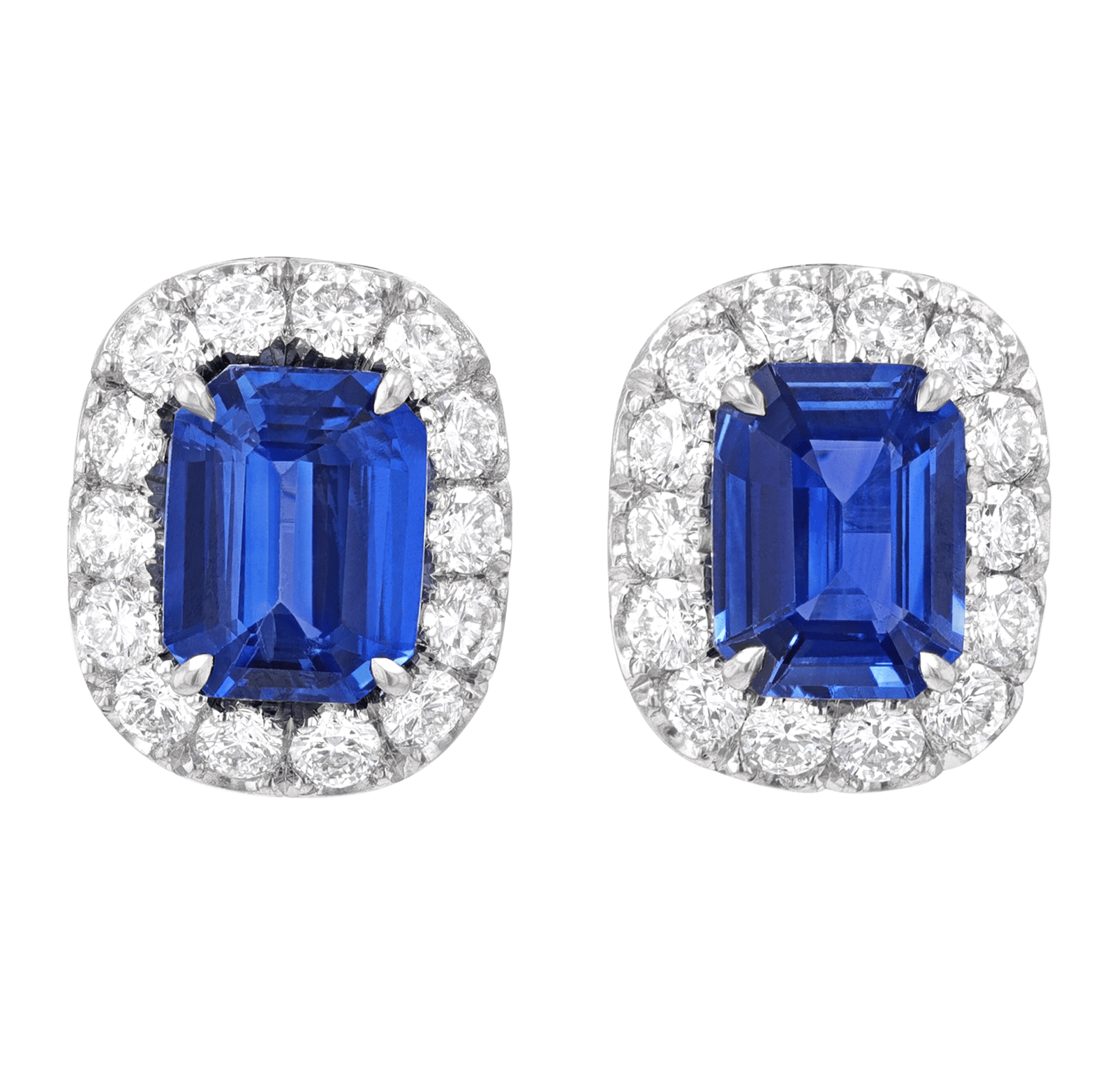 Emerald Cut Sapphire Earrings, 4.66 carats