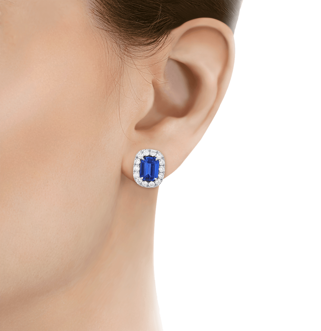 Emerald Cut Sapphire Earrings, 4.66 carats