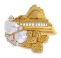 Henry Dunay Pearl and Diamond Sabi Brooch