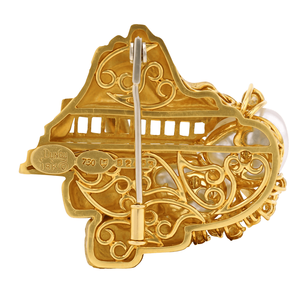 Henry Dunay Pearl and Diamond Sabi Brooch