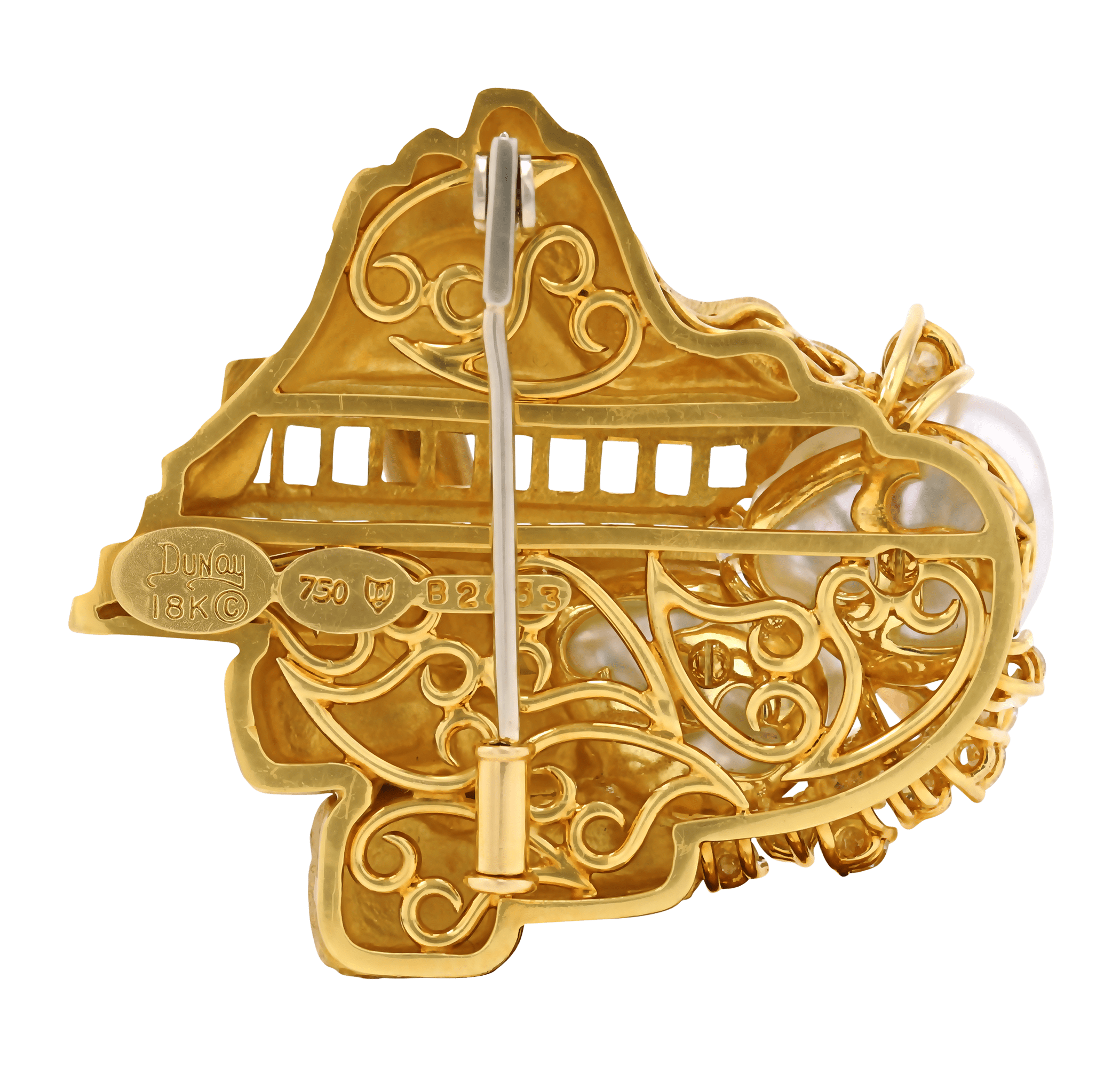 Henry Dunay Pearl and Diamond Sabi Brooch