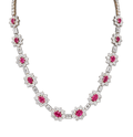 Unheated Burma Ruby and Diamond Floral Necklace