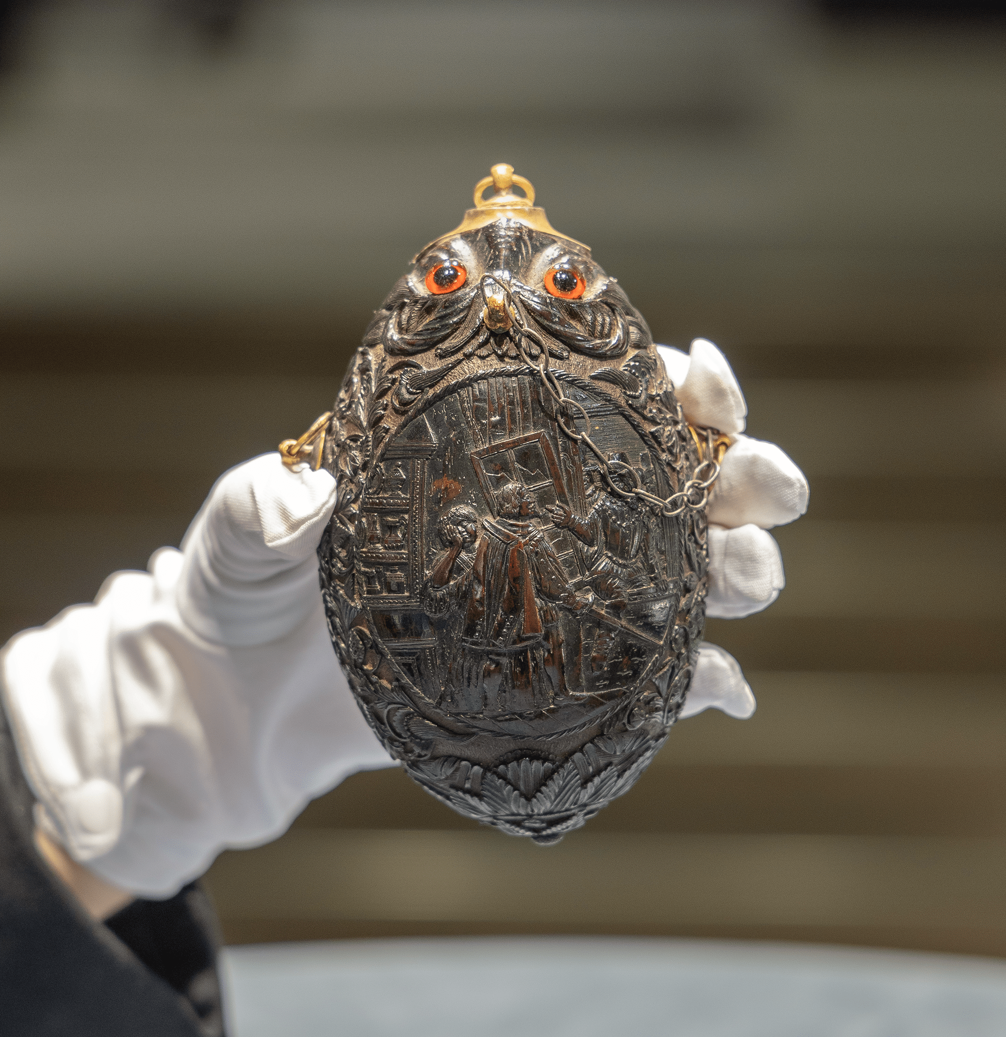 18th-Century Bugbear Gunpowder Flask