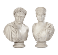 Pair of Carrara Marble Busts of the Emperor Napoleon and Empress Marie Louise