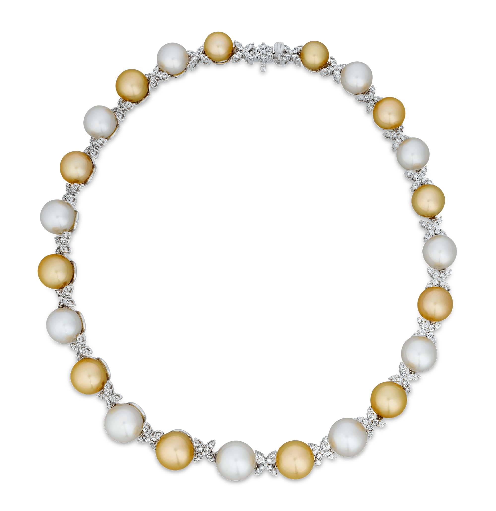 White and Gold South Sea Pearl and Diamond Necklace