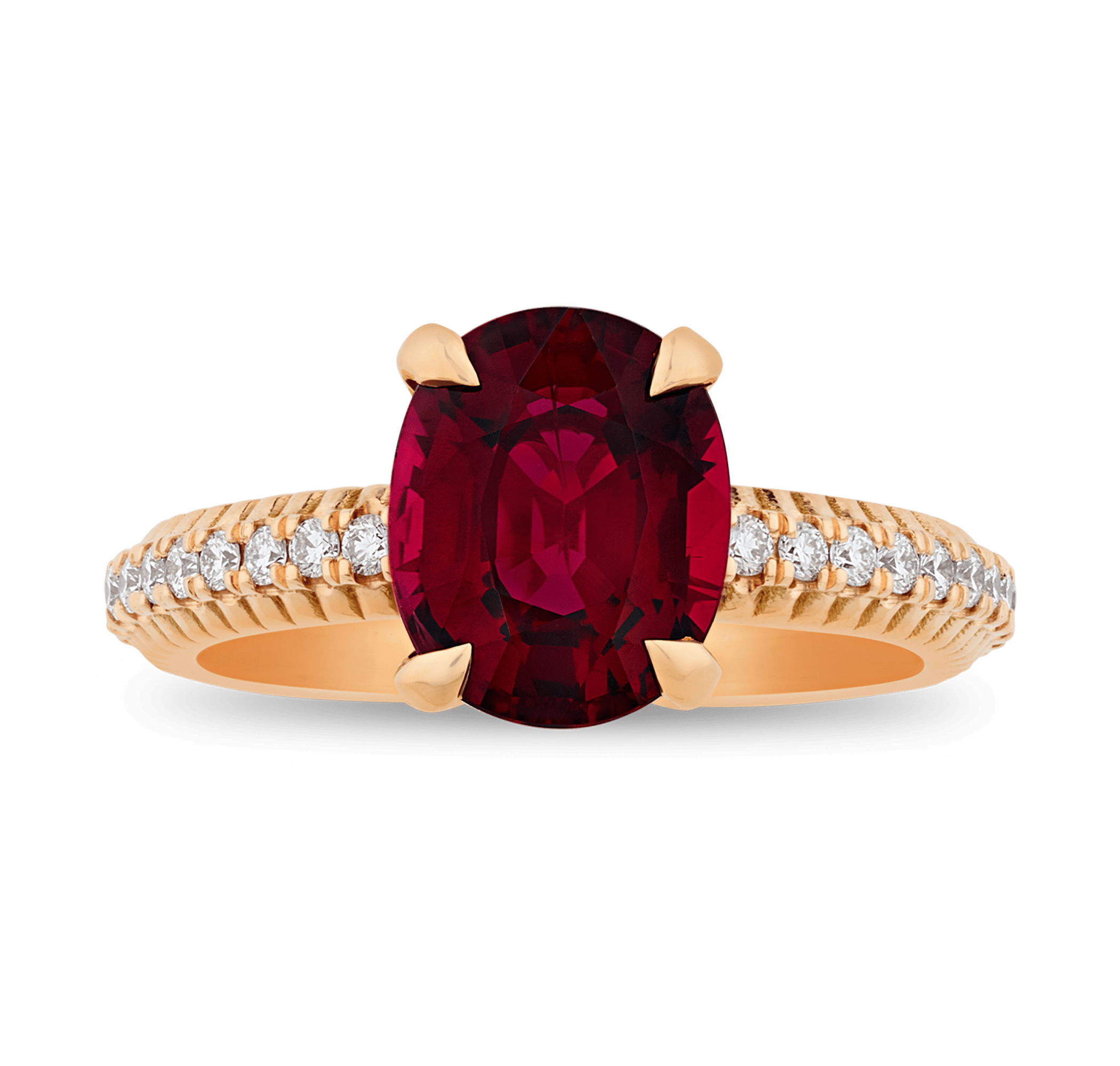 Fluted Ruby Ring, 3.08 carats