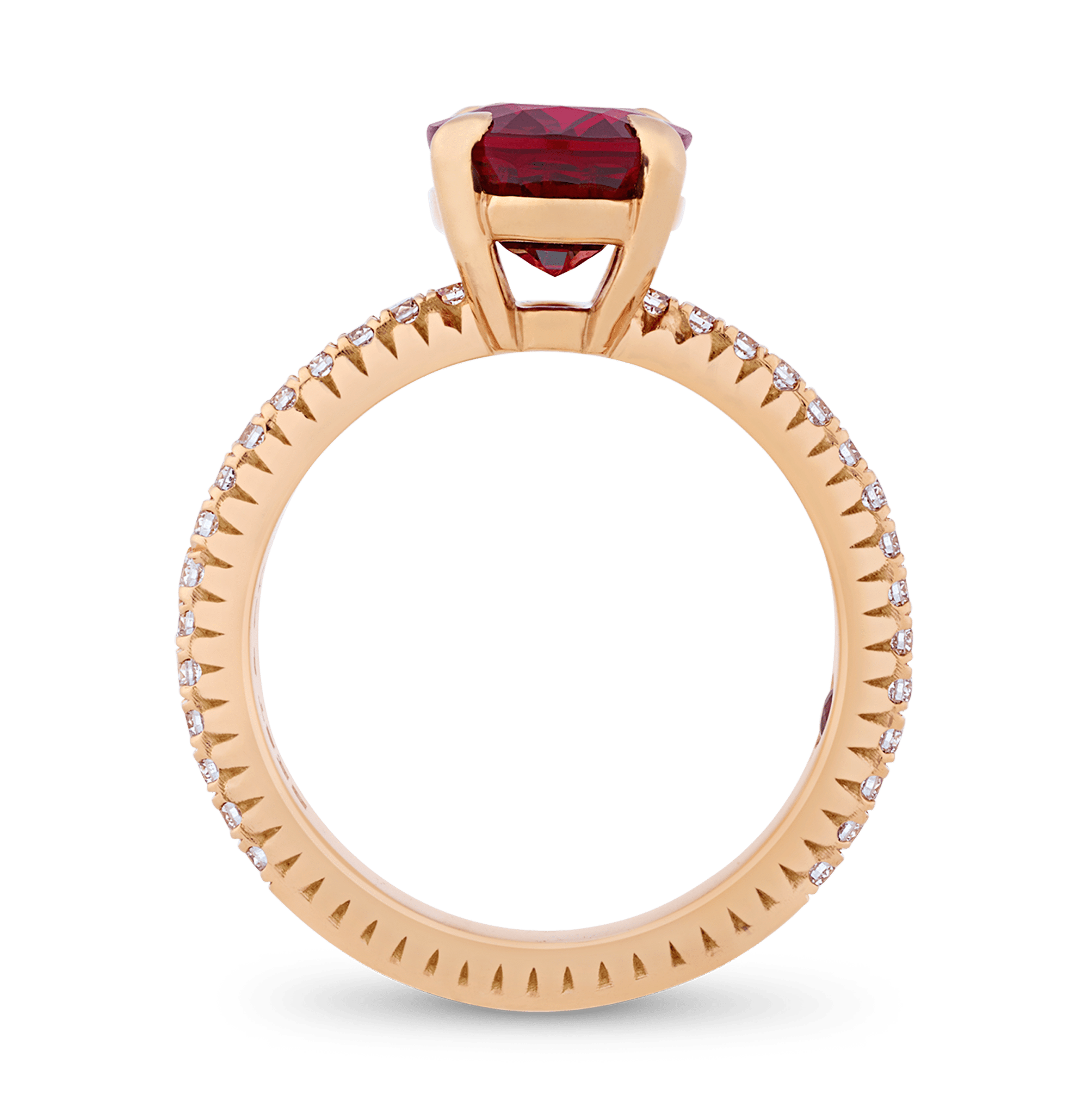 Fluted Ruby Ring, 3.08 carats