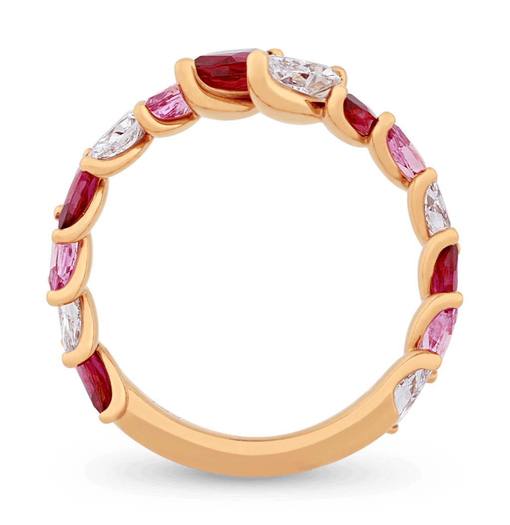 Ruby, Pink Sapphire and Diamond Ring