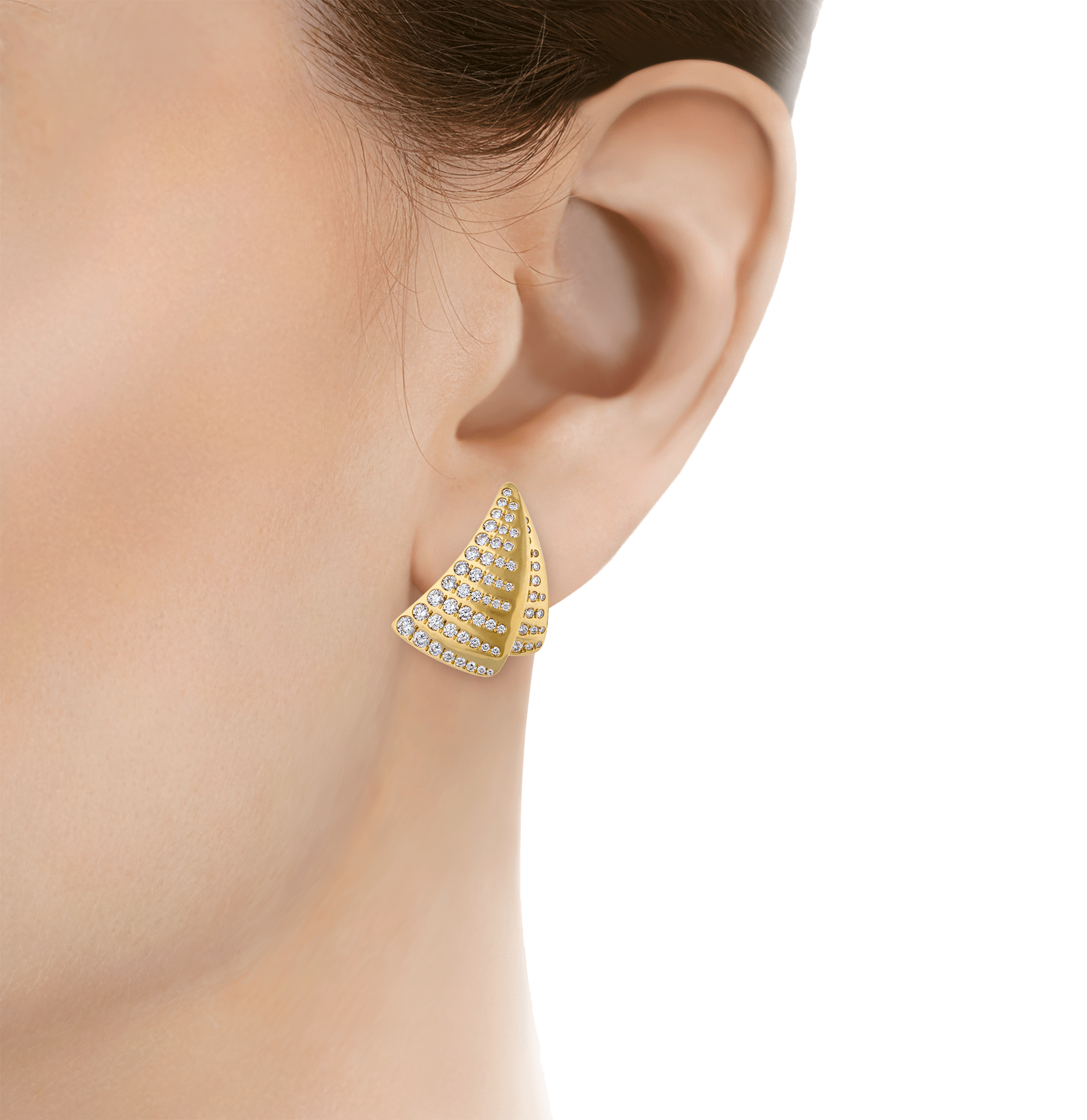 Layered Triangle Diamond Earrings, 1.75 carats